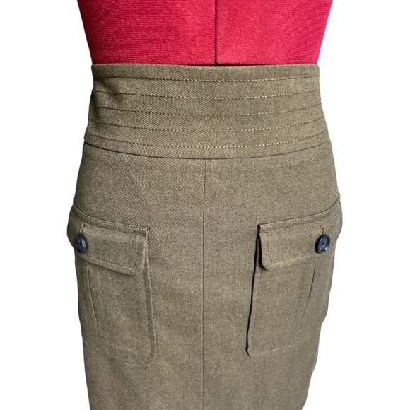 Loft Women’s Size 0 Military Green Academia 2 Pocket Knee Length Skirt‎ - Picture 5 of 7